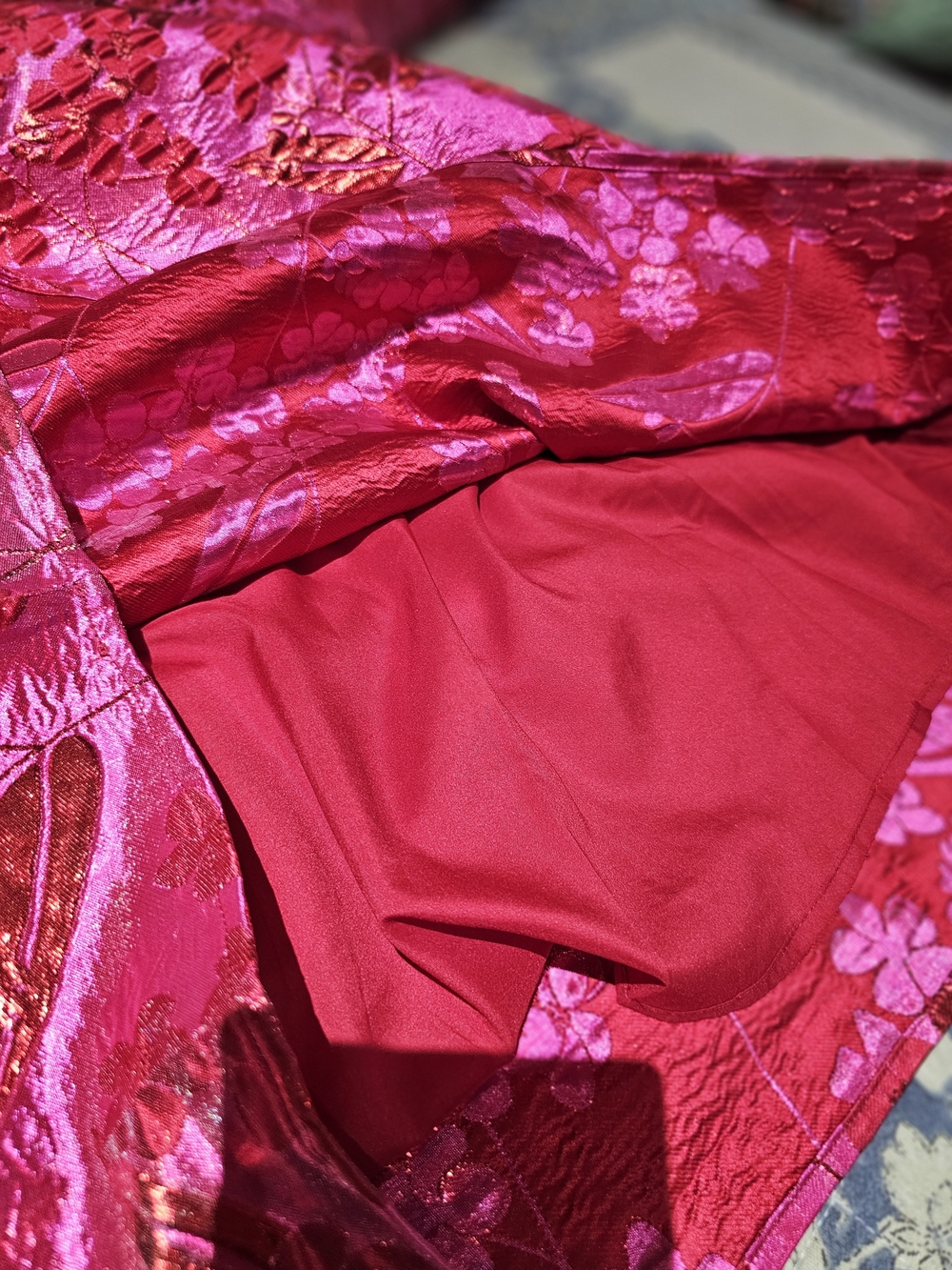 JODIFL Metallic Hot Pink Floral Dress - NWT, Size L - Picture 9 of 9